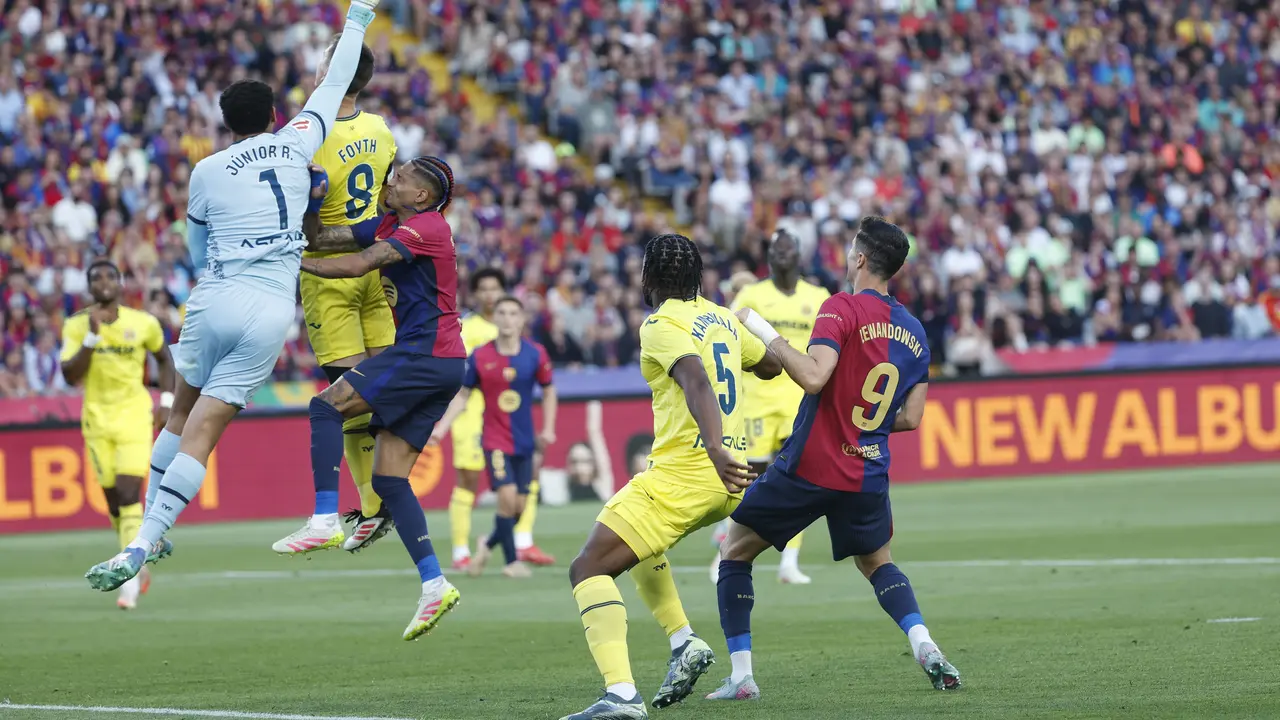 Duel Barcelona vs Villarreal di Estadi Olimpic Lluis Companys, Senin (19/05/2025) dini hari WIB. AP/Joan Monfort.