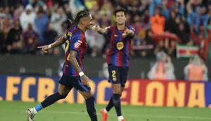 Hasil Liga Spanyol: Barcelona Lumat Racing Santander 7-2, Raphinha Hattrick