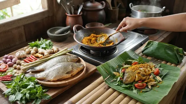 Pepes Ikan Mas Kemangi dengan Bumbu Halus Tanpa Santan
