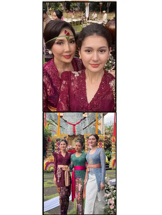 Dalam momen sakral tersebut, Zoe tampak memukau dengan balutan kebaya Bali berwarna merah marun. Kebaya tersebut memiliki detail brokat yang elegan, memberikan sentuhan mewah namun tetap anggun.  [@zoeabbasjackson].