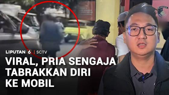 Viral, Pria Sengaja Tabrakkan Diri ke Mobil