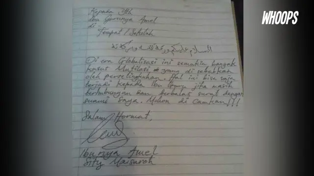 Ibu Amel menuliskan surat dengan sedikit nada ancaman halus kepada sang guru.