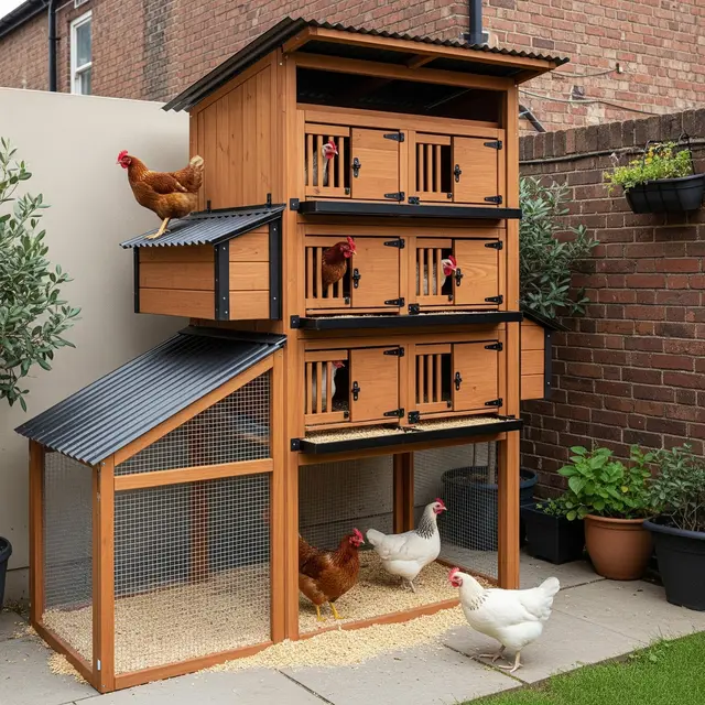 Model Kandang Ayam Umbaran Minimalis untuk Halaman Sempit (AI)