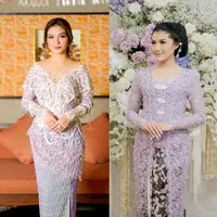 Kebaya full payet silver yang dikenakan Melody Laksani semakin mewah dipadukan aksesori kalung etnik dan sunting Palembang. [@melodylaksani92].