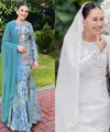 Lihat di sini beberapa potret beda gaya Ayu Ting Ting pakai baju kurung saat kondangan dan tunangan.