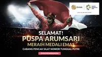 Puspa Arumsari sumbangkan medali emas di cabang pencak silat nomor tunggal putri Asian Games 2018. (Bola.com/Dody Iryawan)