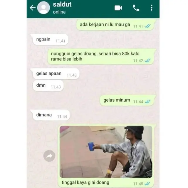6 Chat Nyeleneh Teman Tawari Pekerjaan Ini Bikin Tepuk Jidat