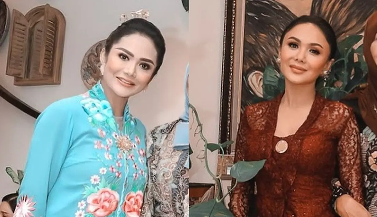 Gaya Yuni Shara dan Krisdayanti di Acara Tedak Siten Keponakannya (Sumber: Instagram/yunishara36/krisdayantilemos)