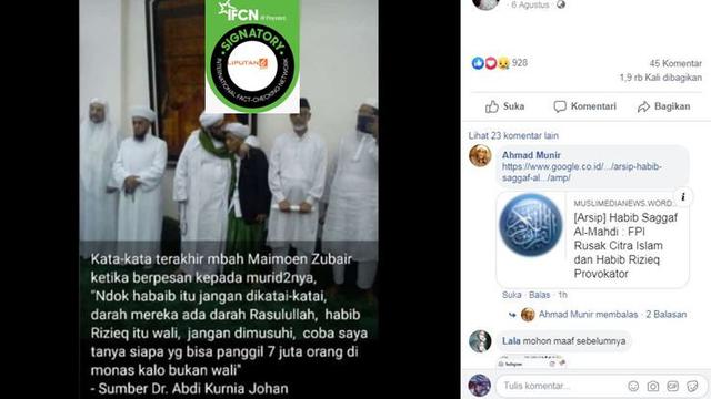 Cek Fakta Hoaks Kalimat Terakhir Kh Maimun Zubair Tentang Rizieq