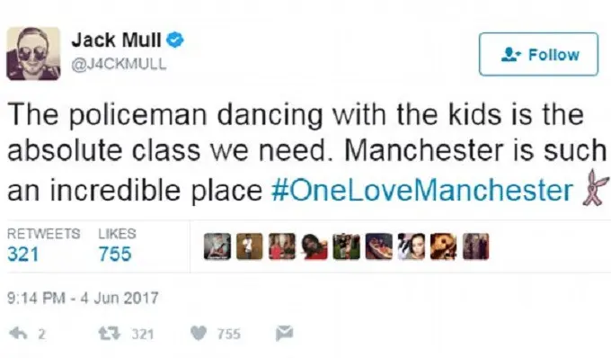 Komentar netizen di sosial media twitter tentang aksi polisi Manchester (twitter/@J4kmull)