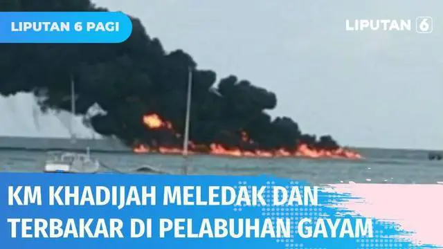 Kapal Motor Khadijah yang mengangkut sembako dan BBM ludes terbakar di Perairan Pelabuhan Gayam, Kabupaten Sumenep. Akibat kejadian, seorang ABK alami luka bakar, sementara dua lainnya terluka akibat terlempar dari kapal.