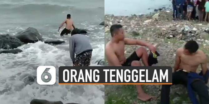 VIDEO: Hebat, Aksi Heroik Dua Pemuda Menyelamatkan Orang Tenggelam di Laut