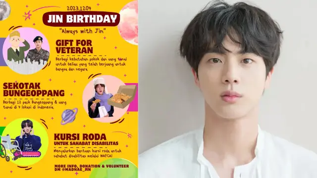 Penggemar di Indonesia Sebar Kebaikan Jelang Ulang Tahun Jin BTS pada 4 Desember 2023 (Twitter.com/Madnaejin1204)