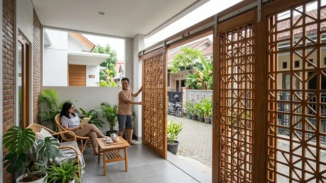Desain Teras Rumah untuk Rumah yang Berhadapan Langsung dengan Tetangga (AI Generated)