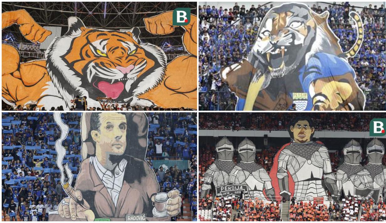 berikut ini koreografi dari suporter Persija dan suporter Persib Bandung