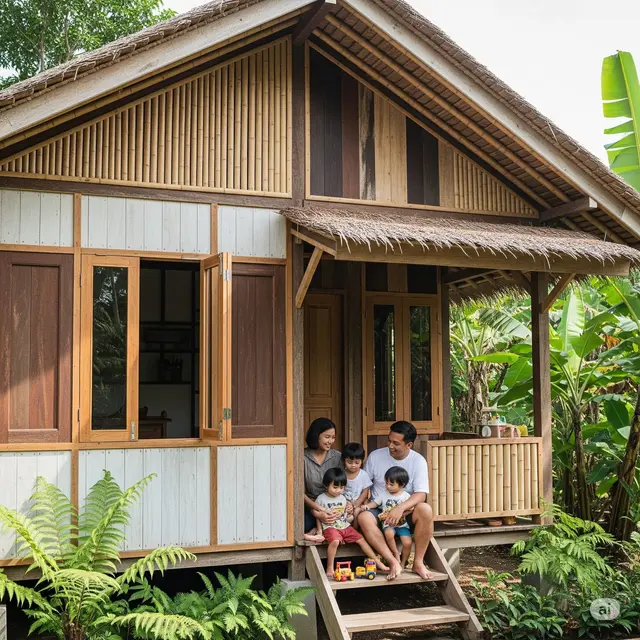 Rumah Material Alami Bambu & Kayu