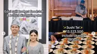 Pengantin Wanita Ungkap Bujet Katering Pernikahan Rp216 Juta, Menunya Sushi Tei sampai Kopi Kenangan.&nbsp; foto: TikTok @syifasyhr dan Instagram @abouthetic