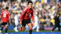 Bek Manchester United, Lisandro Martinez, saat laga kontra Leeds United di Elland Road, pada lanjutan Liga Inggris 2026/2027, Minggu (18/10/2026). (Paul Ellis/AFP)