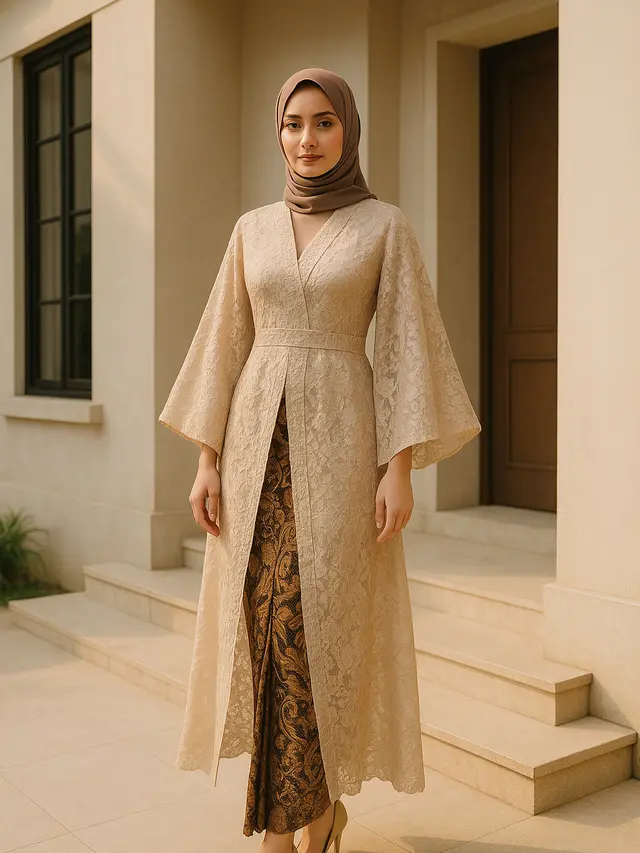 Model Brokat Panjang Bawahan Batik