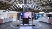 Oppo memamerkan smartphone layar lipat terbarunya Oppo Find N2 Flip di MWC 2023 (Foto: Oppo).