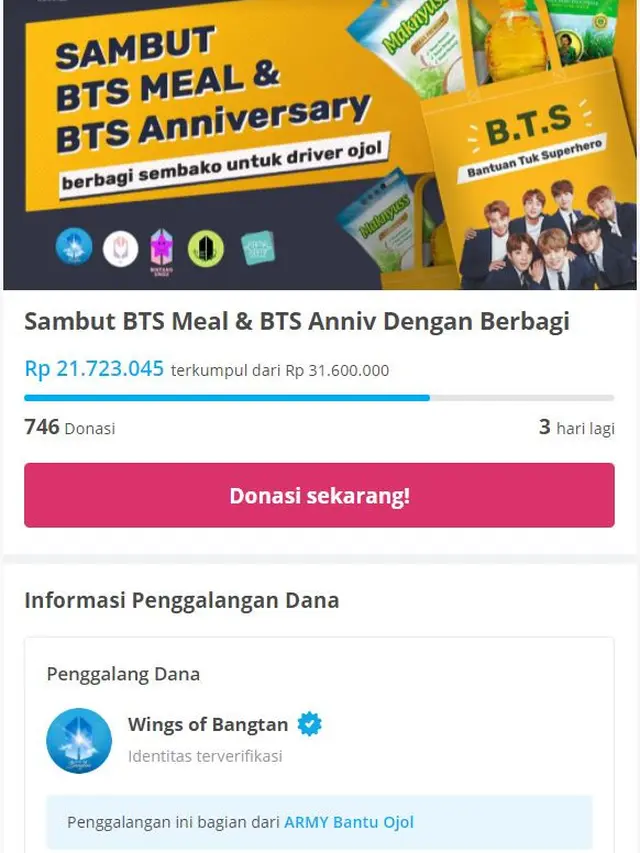 Tangkapan layar https://kitabisa.com/campaign/btsarmysharearmeal