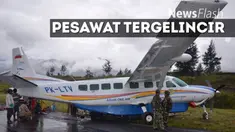 Pesawat diduga tergelincir akibat cuaca buruk dan landasan yang licin.