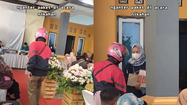 Aksi Kocak Kurir Antarkan Paket ke Acara Pernikahan