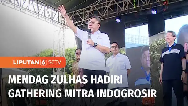 Menteri Perdagangan Zulkifli Hasan menghadiri acara Gathering Mitra Indogrosir, di Jakarta, Sabtu (09/07) pagi. Mendag berharap perusahaan retail besar bisa menyokong sektor UMKM untuk dapat ekspansi usaha ke luar negeri.
