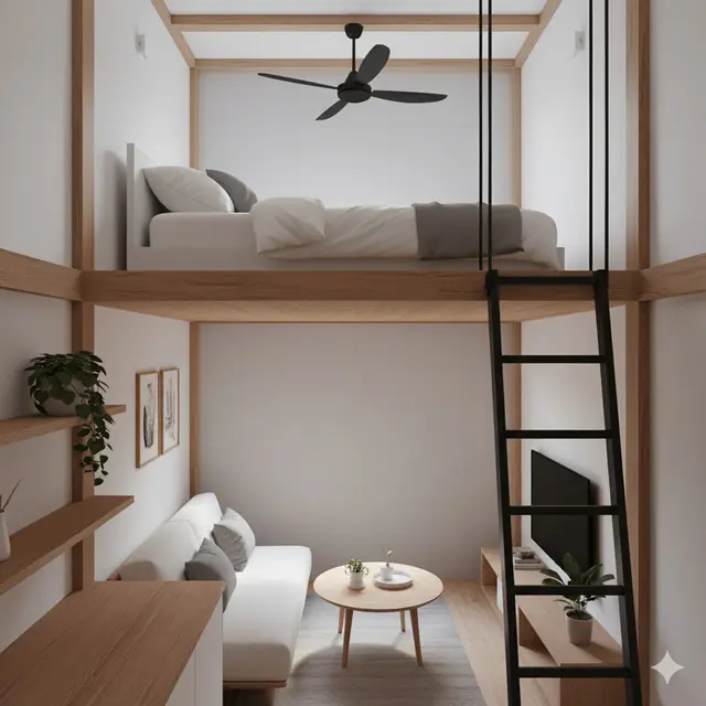 Desain Kamar Tidur Mezzanine Hemat Ruang di Rumah Mungil