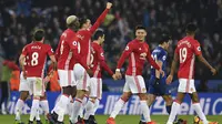 Pemain MU di King Power Stadium. (BEN STANSALL / AFP)