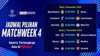 Jadwal dan Siaran Langsung Liga Champion 2024/2025 Matchweek 4 di Vidio