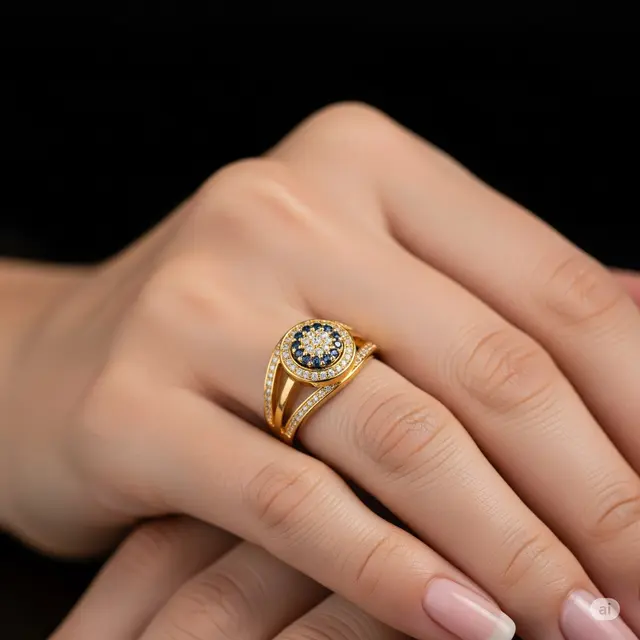 Cincin Double Layer Permata Kemewahan Statement