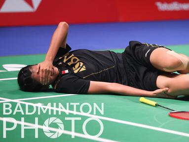 Pebulu tangkis tunggal putri Indonesia, Nandini Putri harus tunduk dari wakil Prancis, Yaelle Hoyaux di matchday kedua fase Grup A Piala Uber 2020 karena cedera. (Badminton Photo/Yves Lacroix)