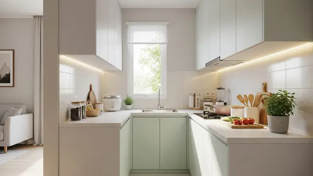 Kitchen Set Letter U dengan Warna Cerah