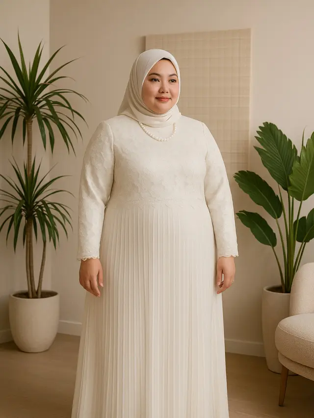 7 Rekomendasi Gamis Brokat untuk Orang Gemuk, Tampil Anggun dan Nyaman Dipakai