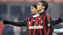 AC Milan's Brazilian forward Ronaldinho and Kaka during their Italian Cup match against Lazio on December 3, 2008 at San Siro Stadium in Milan. Lazio beat AC Milan 2-1 after extra time. AFP PHOTO/DAMIEN MEYER 