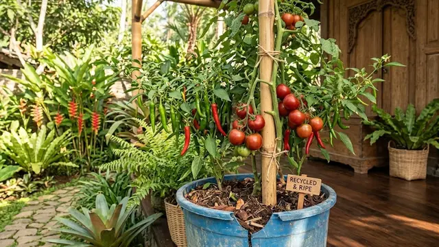 Pot Cabai dan Tomat dari Ember Bekas