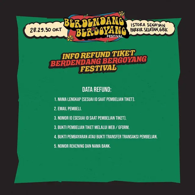 Berdendang Bergoyang Festival 2022 Janjikan pengembalian Uang Tiket 100 Persen, Simak Panduannya. (instagram.com/berdendangbergoyang)