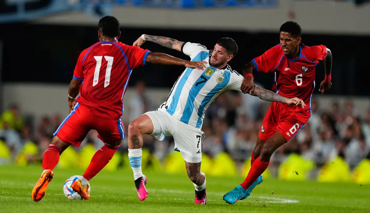 Argentina berhasil menang 2-0 atas Panama dalam pertandingan persahabatan tersebut. (AP Photo/Natacha Pisarenko)
