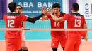 <p>Selebrasi pemain Timnas Bola Voli putra Indonesia setelah berhasil meraih poin dari timnas Bola Voli putra Kamboja dalam pertandingan final Bola Voli Putra SEA Games 2023 di Phnom Penh, Kamboja, Senin (8/5/2023). (Bola.com/Abdul Azis)</p>