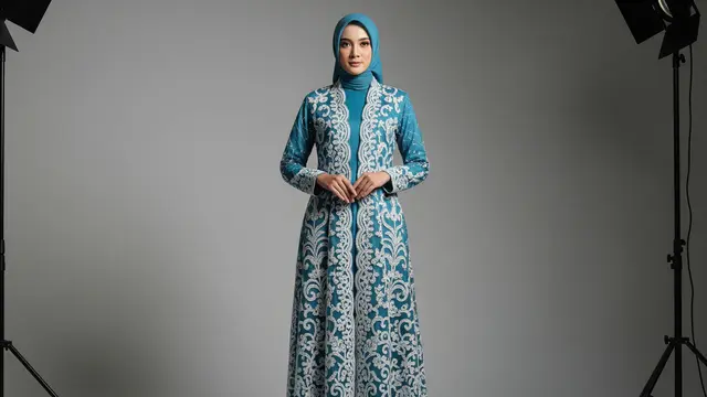 Model Gamis Warna Biru Teal untuk Ramadan 2026