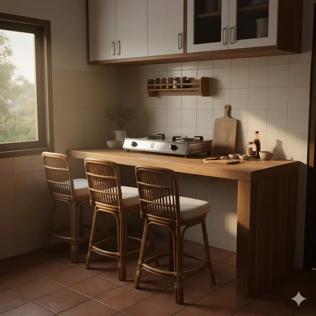 Model Dapur Kecil dengan Meja Bar