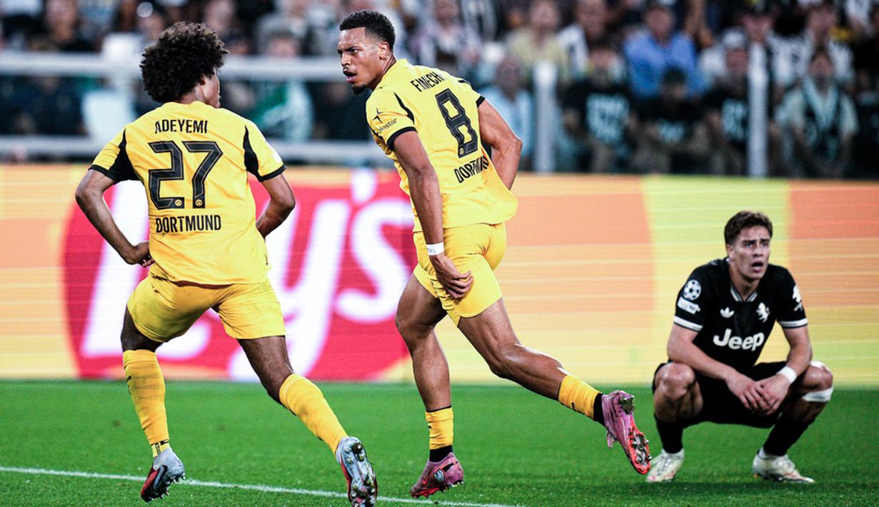 Laga penuh drama ini menghadirkan delapan gol yang semuanya tercipta di babak kedua. Dortmund sempat tiga kali unggul berkat kontribusi Karim Adeyemi, Felix Nmecha, Yan Couto, dan penalti Rami Bensebaini. (Marco Alpozzi/LaPresse via AP)