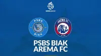 Ilustrasi prediksi PSBS Biak Vs Arema FC di BRI Liga 1 2025/2026. (Bola.com/Gemini AI/Gregah Nurikhsani)