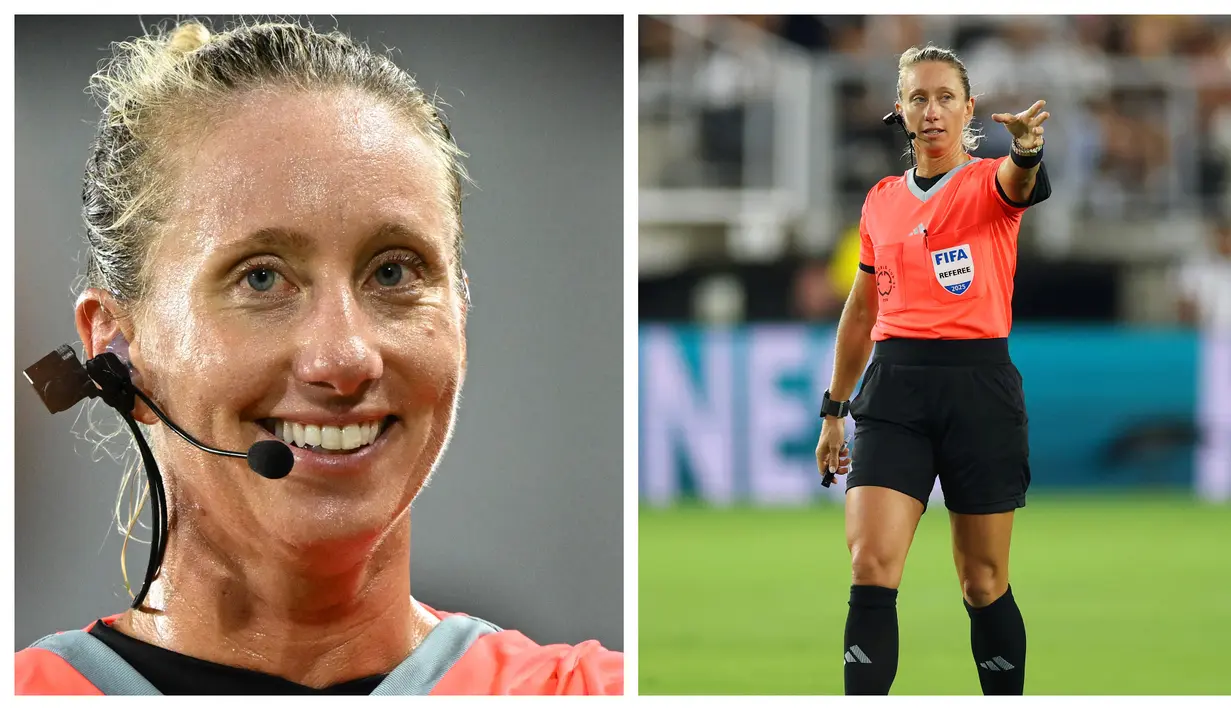 Wasit utama Tori Penso saat memimpin laga Grup H Piala Dunia Antarklub 2025 antara Real Madrid melawan Al Hilal di Audi Field, Washington, Amerika Serikat, Kamis (19/06/2025). (Foto kolase/AFP)
