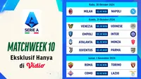 Jadwal dan Live Streaming Serie A 2024/2025 Matchweek 10 di Vidio