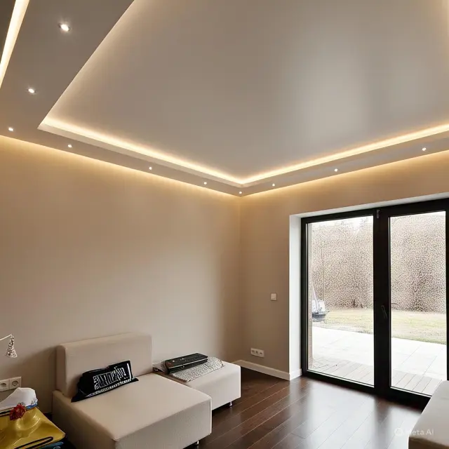 Plafon PVC dengan Aksen Garis Horizontal