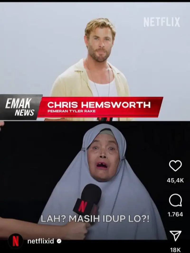 Iklan Netflix yang viral karena menggabungkan Ibu Sartika dengan Chris Hemsworth