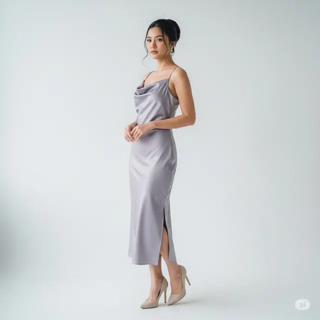 Inspirasi Baju Pesta Satin Slip Dress Pastel yang Memukau.