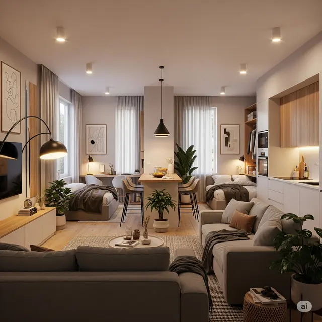 Ide Dekorasi Interior Rumah 6x12 2 Kamar Agar Terlihat Modern/Ilustrasi AI